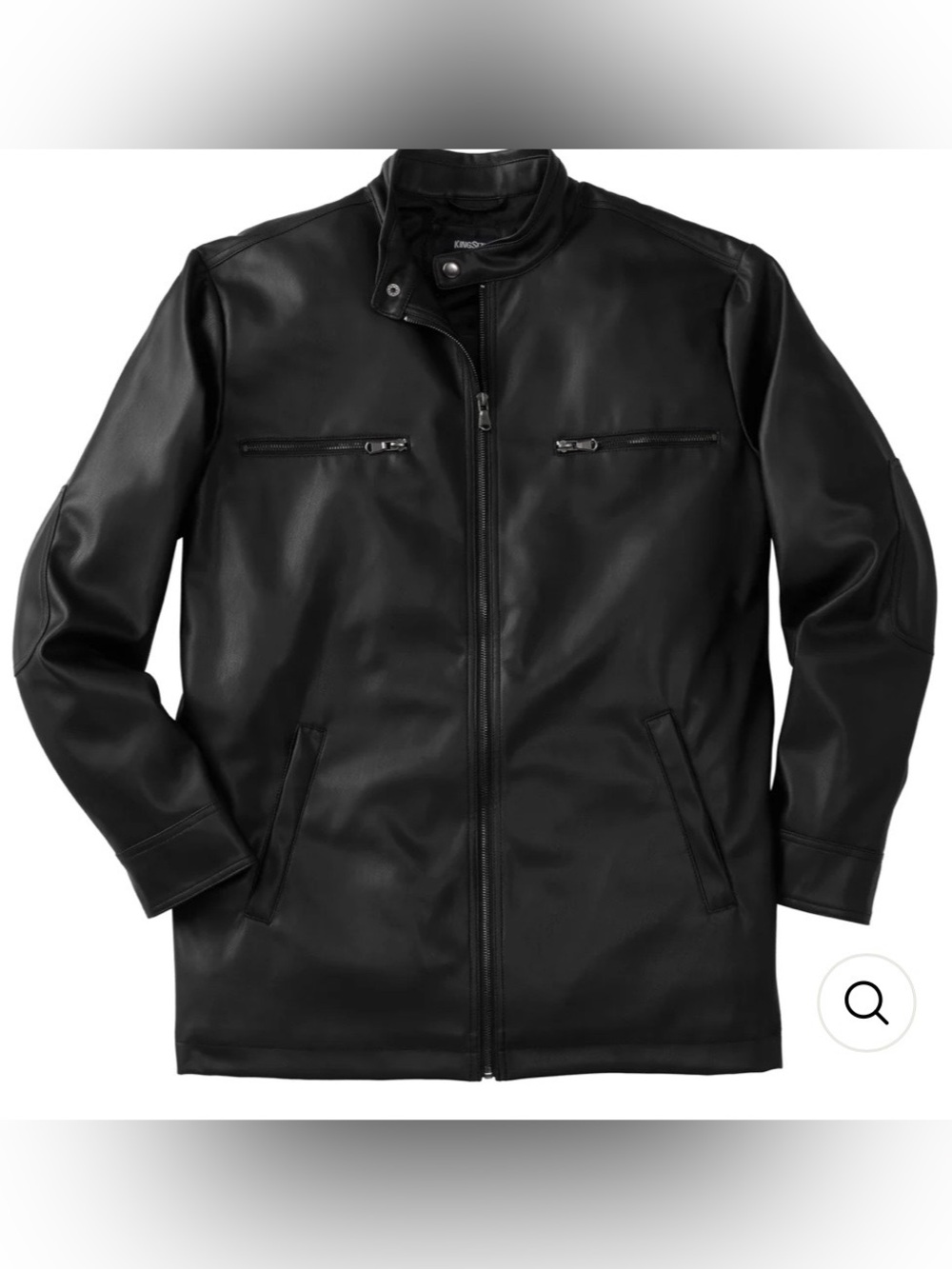 KINGSIZE Men's Zip-Front Black Faux Leather Moto Jacket Coat NWOT 4xl King Size